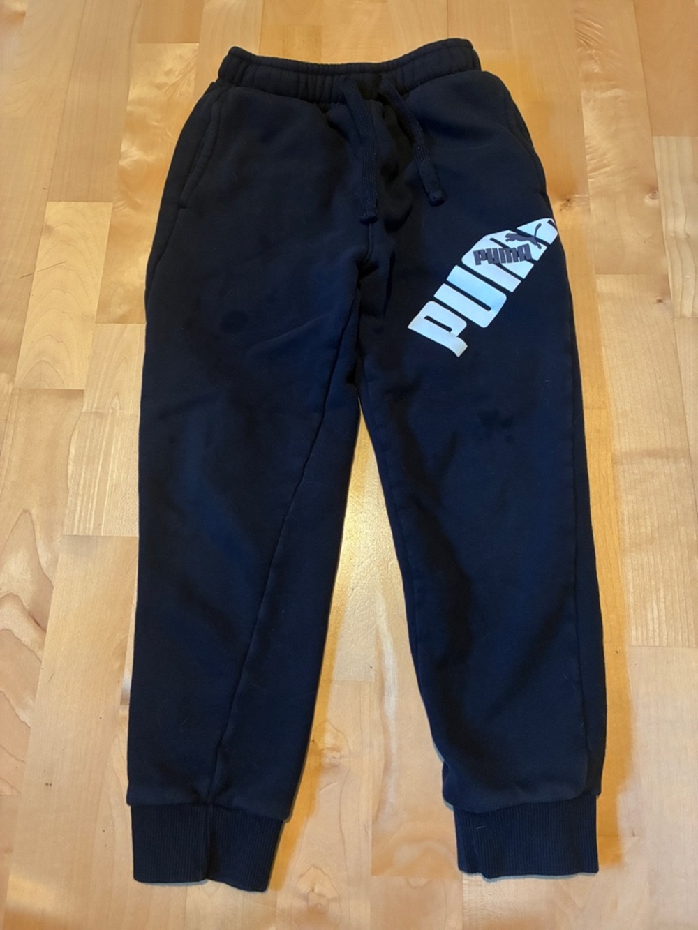 Puma Black Kids Joggers sweat pants with White Logo